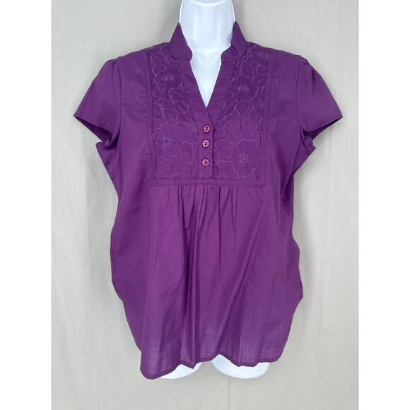 90s Vintage Top Womens Large Purple Y2K Eyelet Cottage Fairy Boho Bohemian - Picture 1 of 8